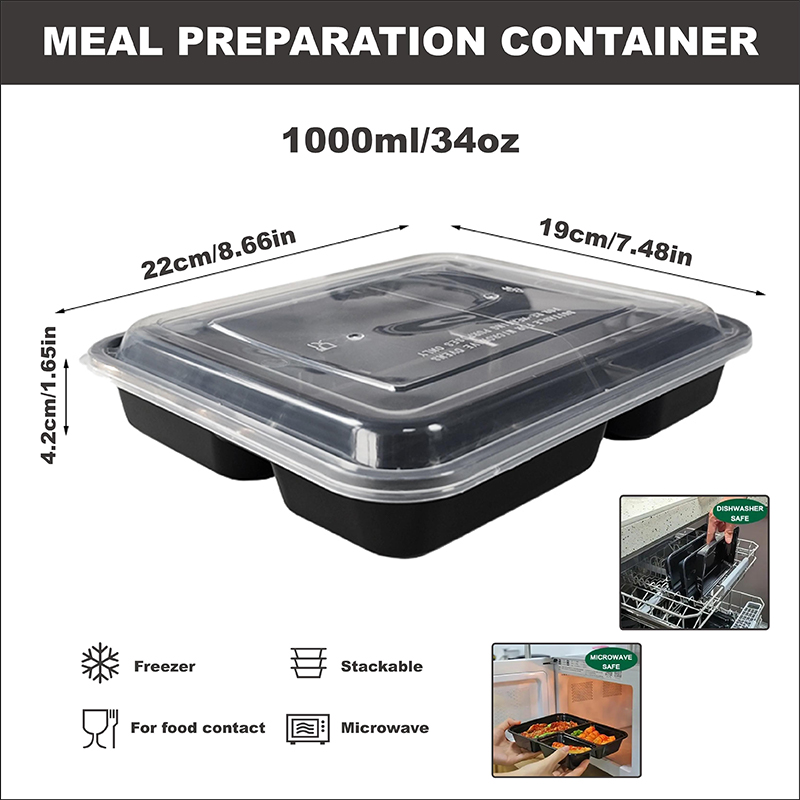 3-Compartment 34 Oz/1000 Ml, 1 - огляд і ціна Food Snacks For Picnic
